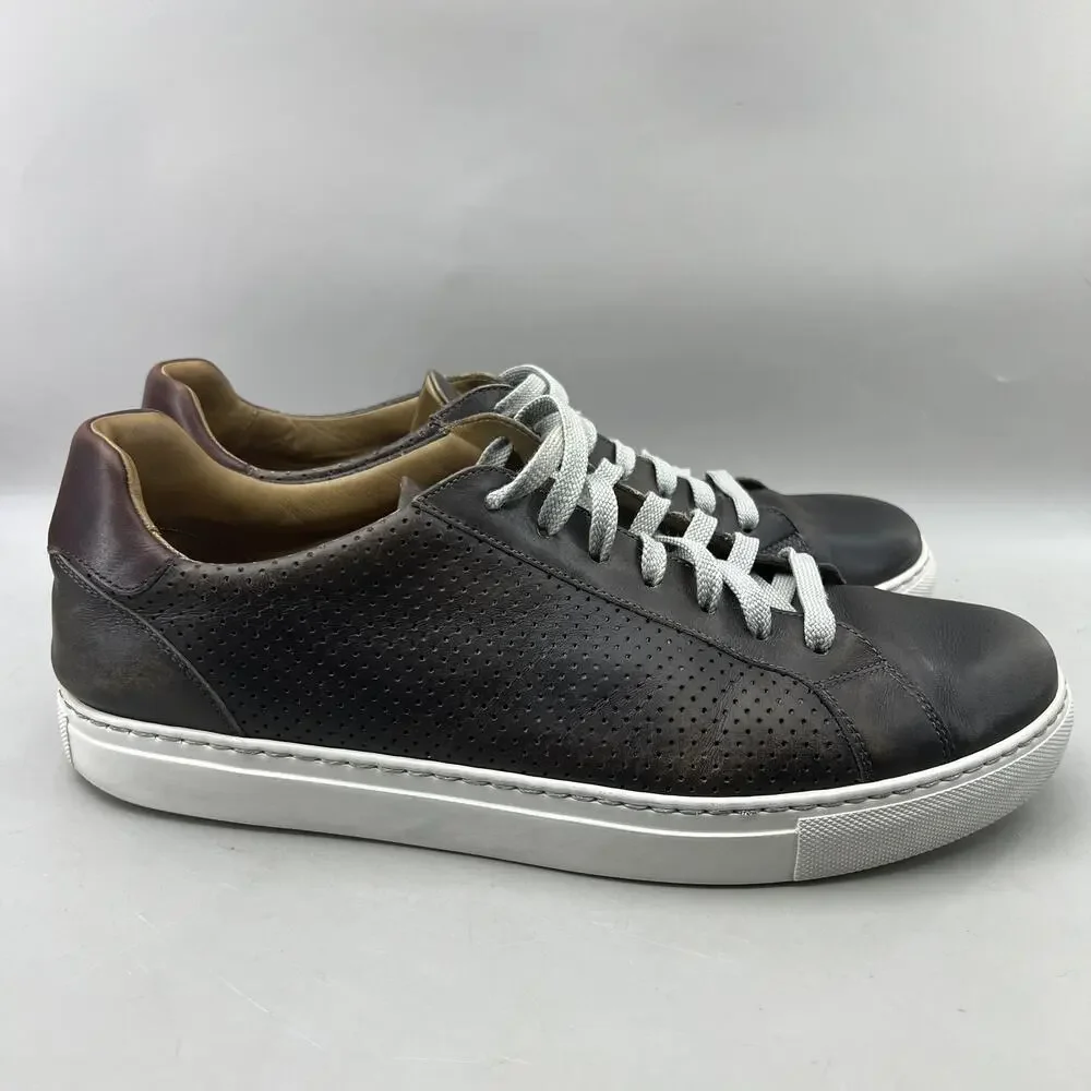 Magnanni Fede Perforated Leather Shoes Men Size 14 Brown Casual Comfort Sneakers